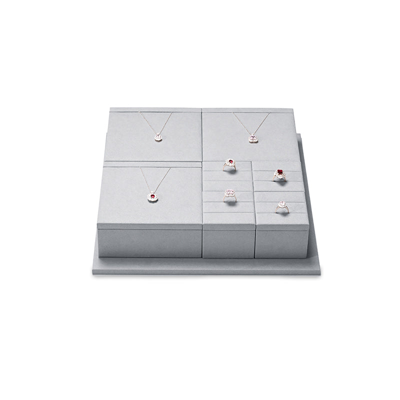 Gray Rings Necklace Earrings Jewelry Display Set TT233