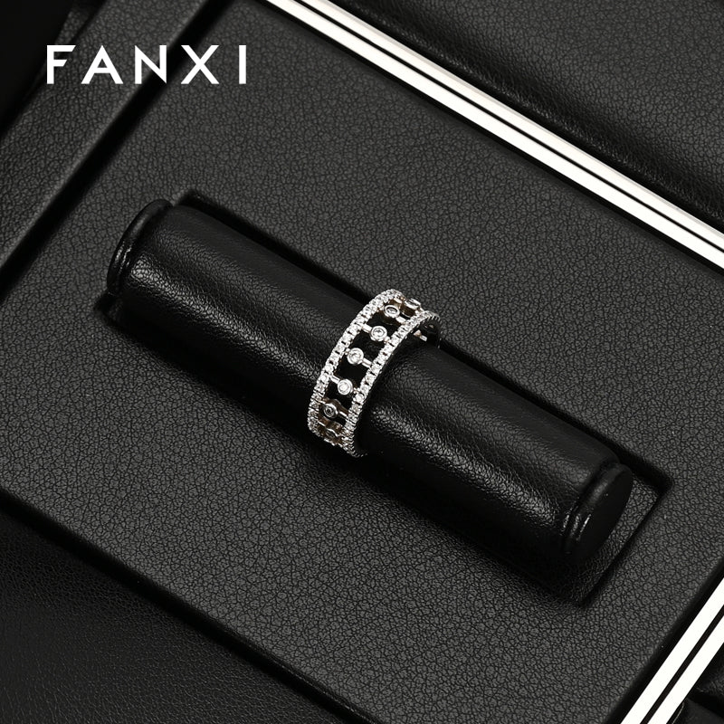 FANXI Black PU Leather Earrings Ring Necklace Jewelry Display Set TT319