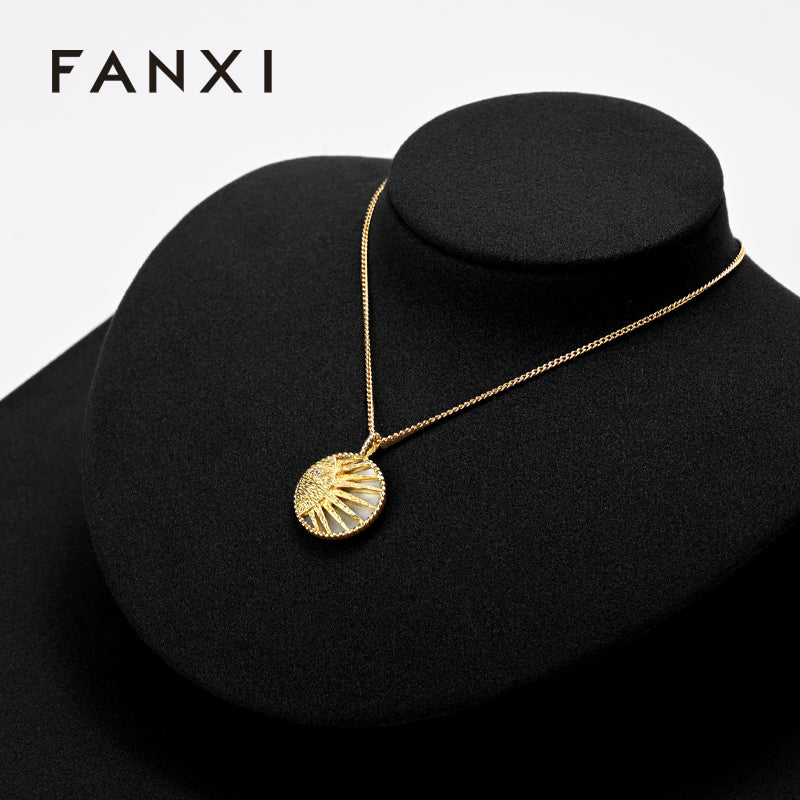 FANXI Black Microfiber Earrings Ring Necklace Jewelry Display Set TT345