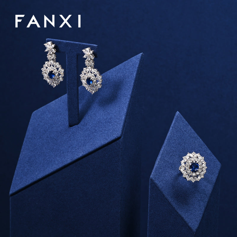 FANXI Blue Ring Pendant Earrings Jewelry Display Set TT375