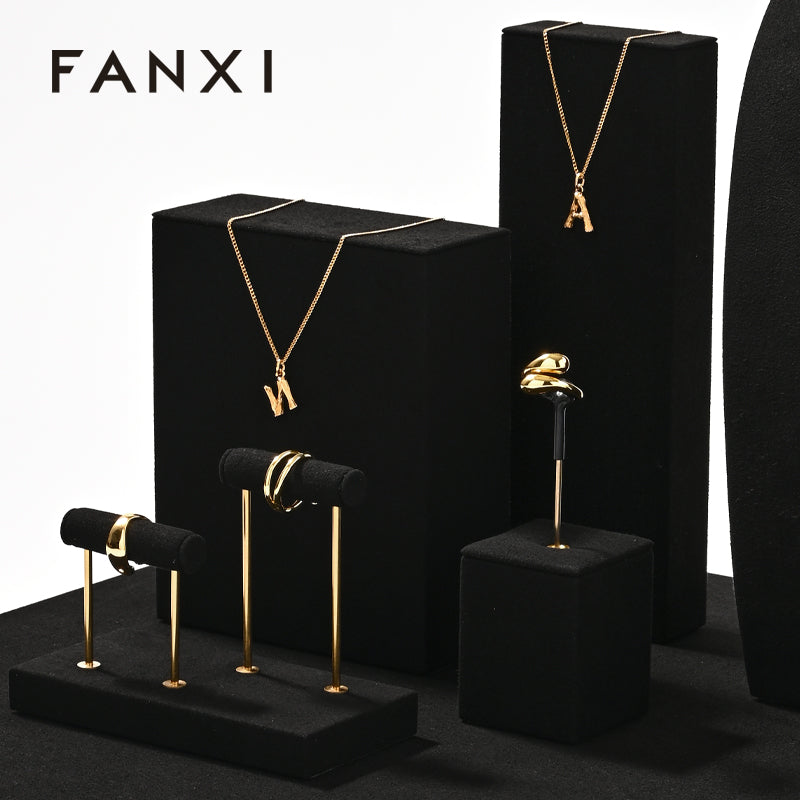 FANXI Black Ring Pendant Earrings Jewelry Display Set TT332