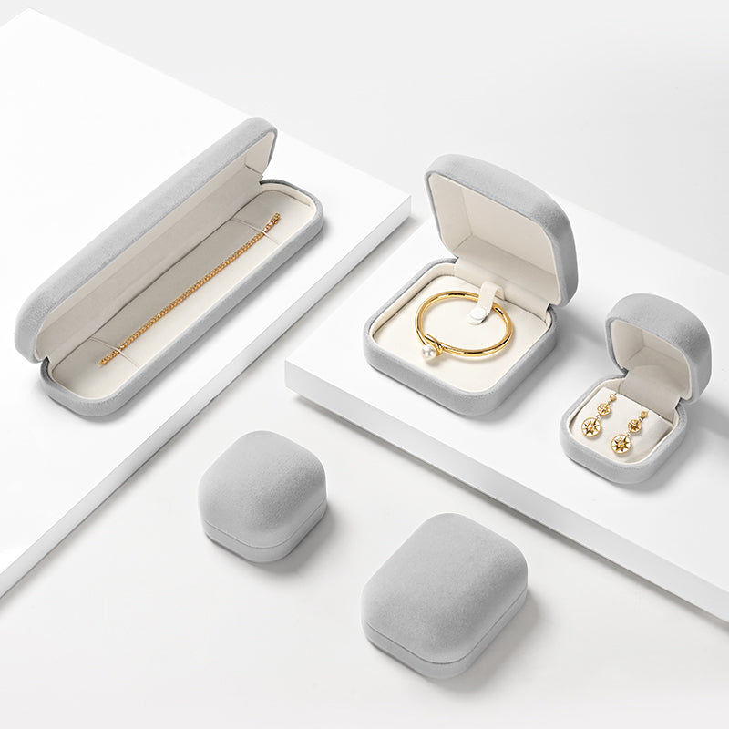 Round Light Gray Color Jewelry Packaging Box H165