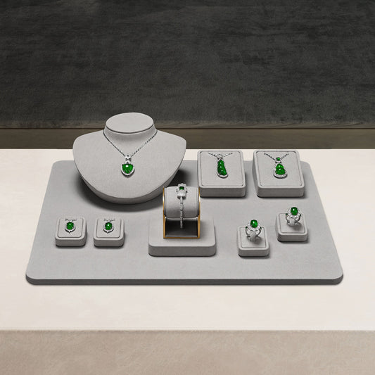 Gray Microfiber Ring Jewelry Display Set TT308