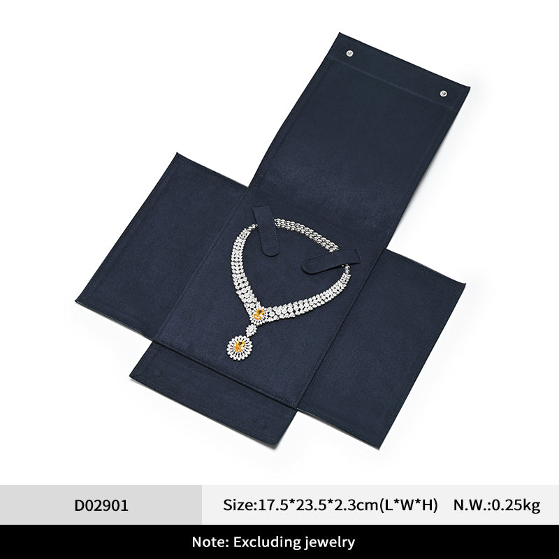 FANXI Jewelry Pouch PU Leather Creative Snap Button Pouch Necklace & Accessory Portable Storage Pouch Blue D029