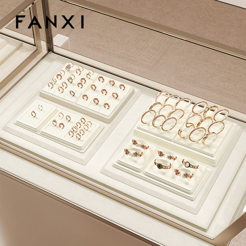 FANXI Beige Ring Pendant Earrings Jewelry Display Set TT405