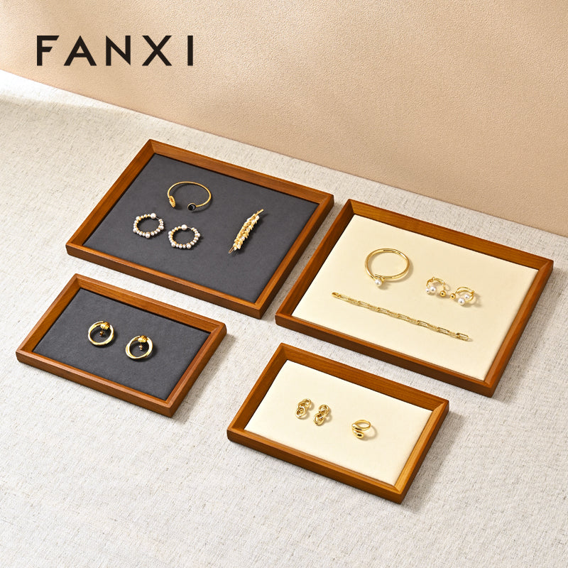 Solid Wood Flat Microfiber Jewelry Display Tray SM115/SM116