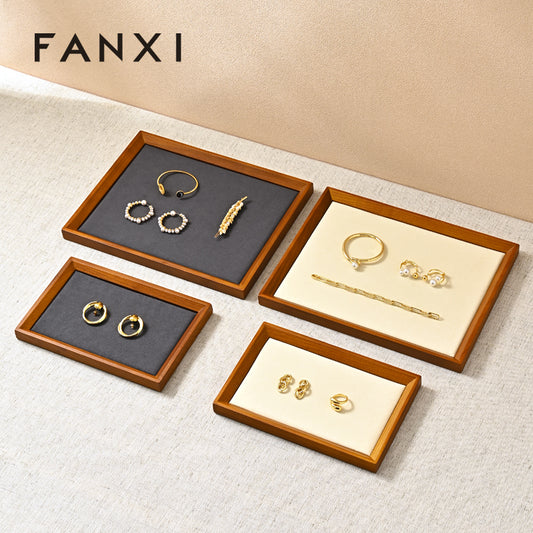 Solid Wood Flat Microfiber Jewelry Display Tray SM115/SM116