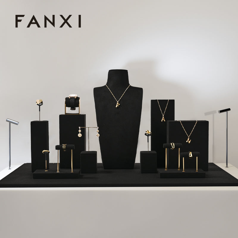 FANXI Black Ring Pendant Earrings Jewelry Display Set TT332