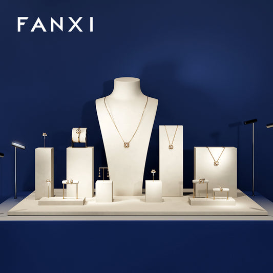 FANXI Beige Ring Pendant Earrings Jewelry Display Set TT331