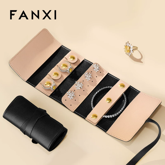 FANXI Multifunctional PU Leather Portable Ring, Earring, Bracelet, and Jewelry Storage Bag B027