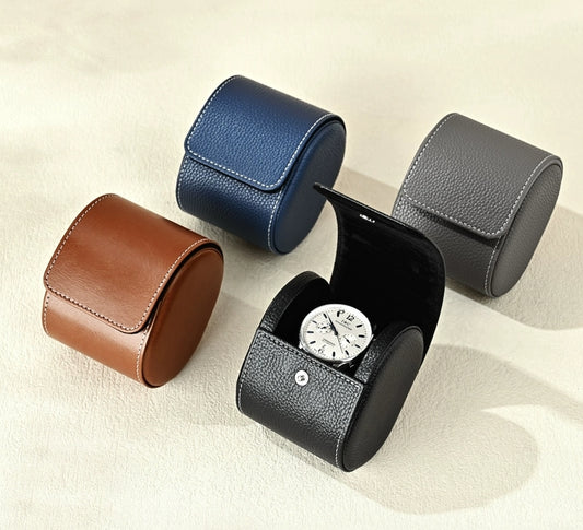 Luxury Leather Watch Storage Box Travel Single Watch Case Watch Gift Box for Christmas Anniversary Birthday B009