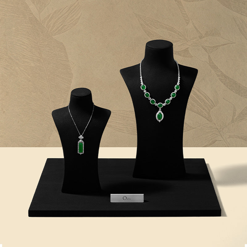 FANXI jewelry display stand featuring portrait necklaces a luxurious microfiber jewelry window display and photo props RX120
