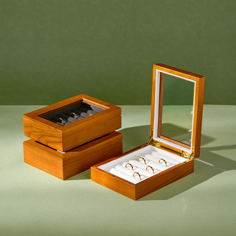 FANXI Solid Wood Jewelry Box — Ring & Earring Organizer H213