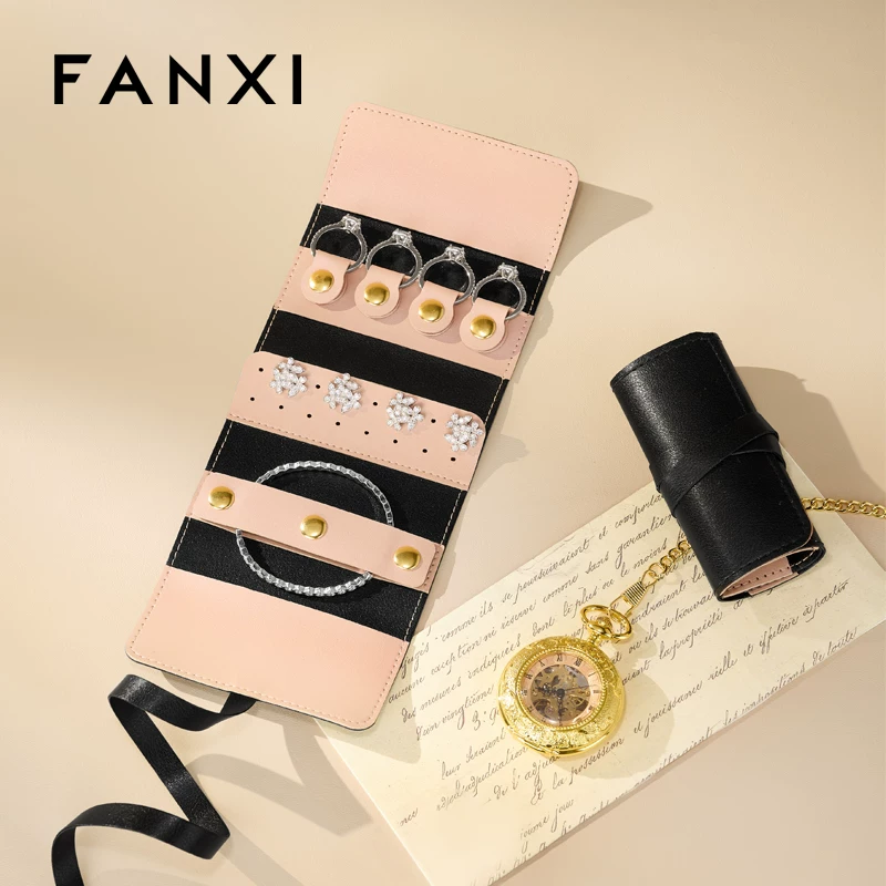 FANXI Multifunctional PU Leather Portable Ring, Earring, Bracelet, and Jewelry Storage Bag B027