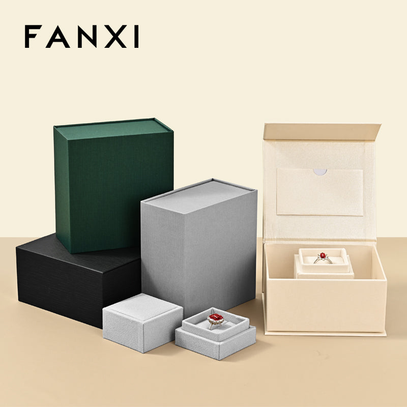 FANXI ring boxes high-end jewelry box with magnetic outer jewelry packaging box H199