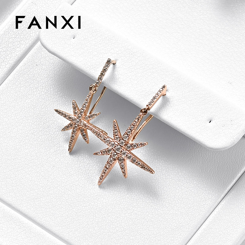 FANXI White PU Leather Ring Pendant Earrings Jewelry Display Set TT404