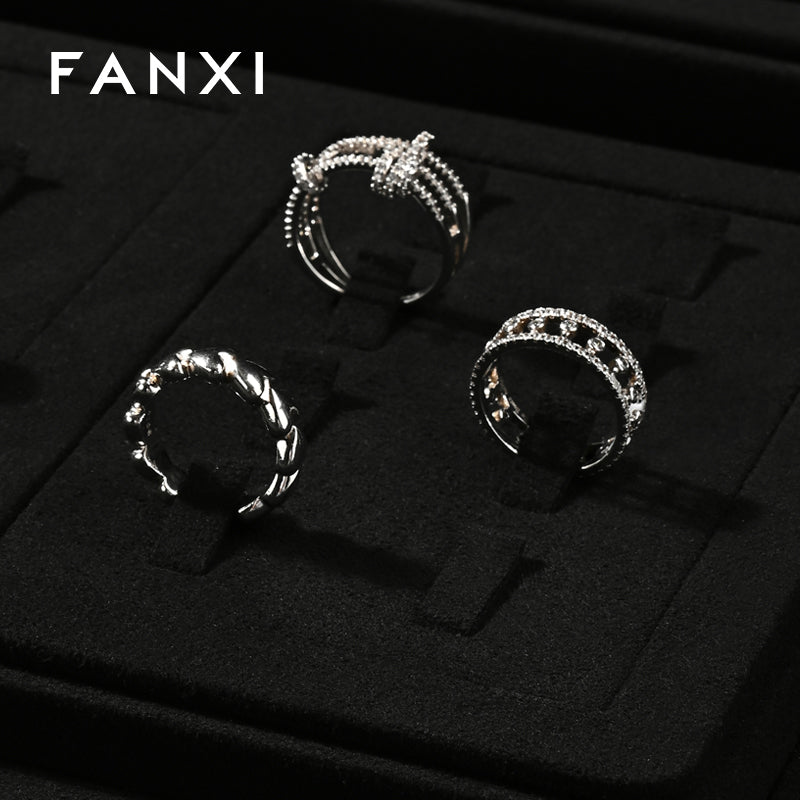 FANXI Black Ring Pendant Earrings Jewelry Display Set TT403