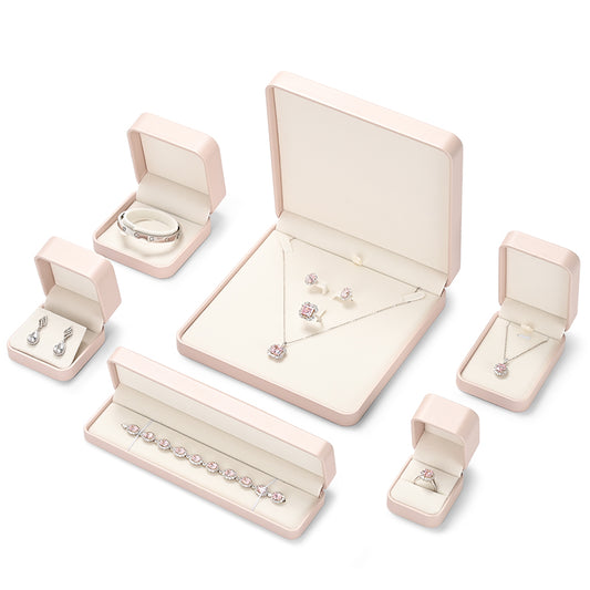 Nice Pink PU Leather Velvet Jewelry Packaging Box H161