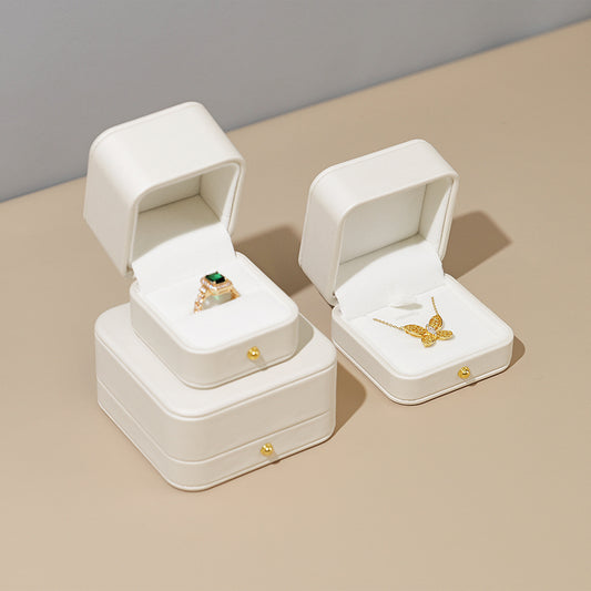 Cream PU Leather Jewelry Gift Packaging Box H153
