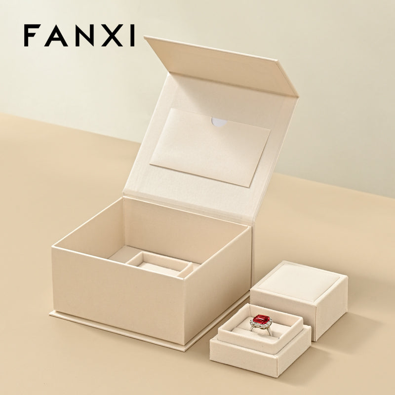 FANXI ring boxes high-end jewelry box with magnetic outer jewelry packaging box H199
