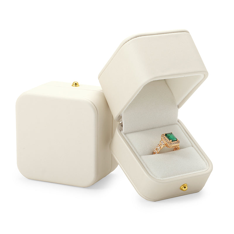 Cream PU Leather Jewelry Gift Packaging Box H153