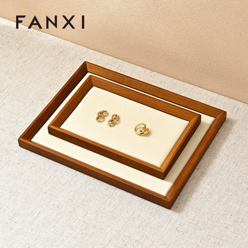 Solid Wood Flat Microfiber Jewelry Display Tray SM115/SM116