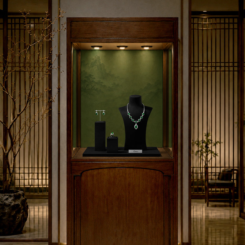 FANXI jewelry display stand featuring portrait necklaces a luxurious microfiber jewelry window display and photo props RX120