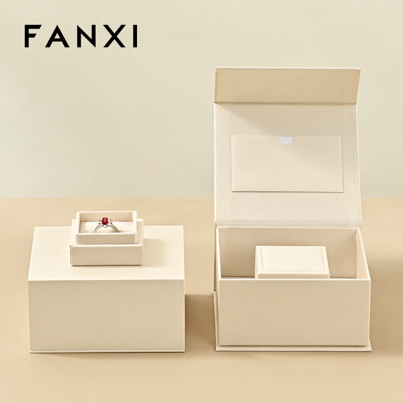 FANXI ring boxes high-end jewelry box with magnetic outer jewelry packaging box H199