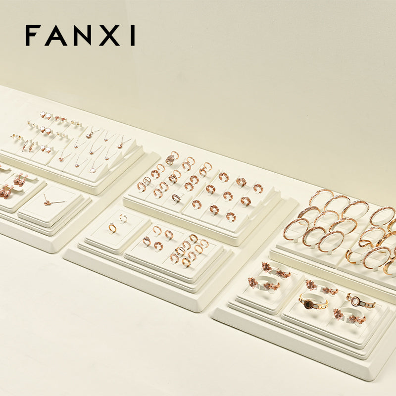 FANXI Beige Ring Pendant Earrings Jewelry Display Set TT405