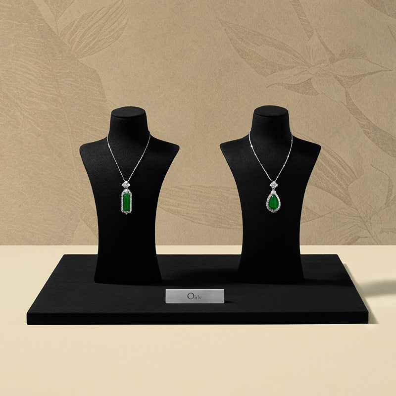 FANXI jewelry display stand featuring portrait necklaces a luxurious microfiber jewelry window display and photo props RX120