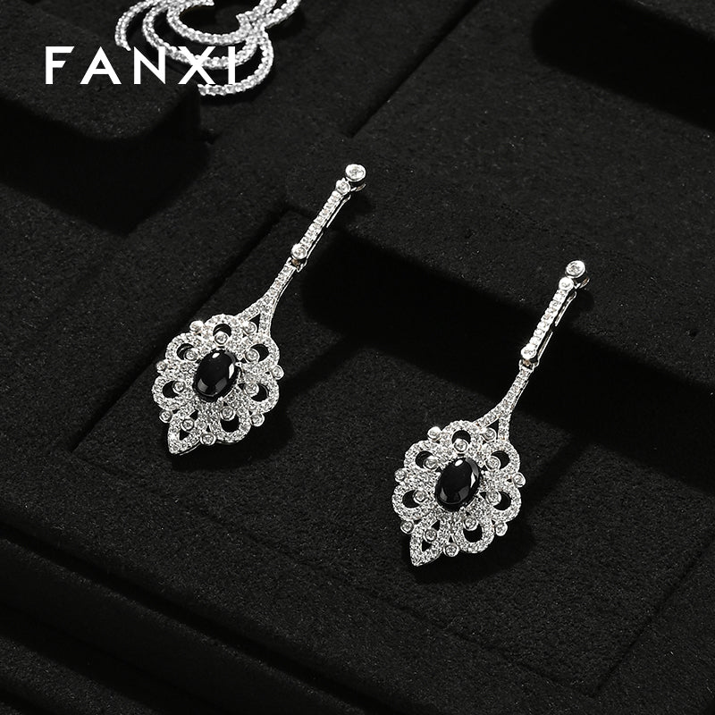 FANXI Black Ring Pendant Earrings Jewelry Display Set TT403