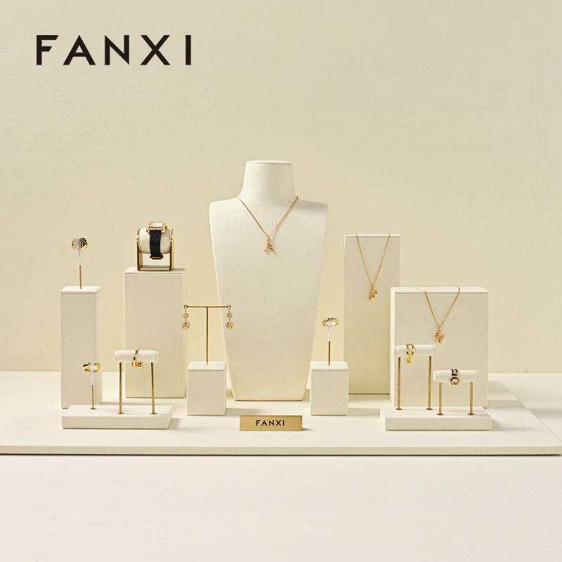 FANXI Beige Ring Pendant Earrings Jewelry Display Set TT331