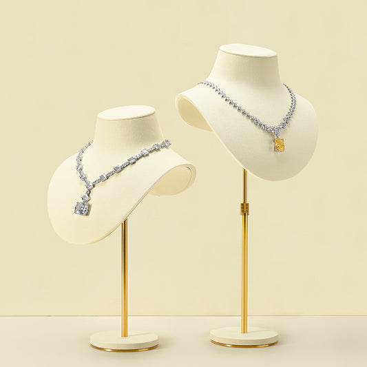 Luxury Beige Microfiber Necklace Bust Display Stand RX112