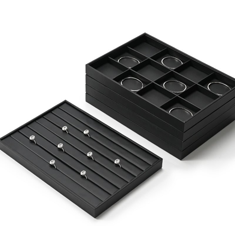 Black PU Leather Jewelry Display Tray P017