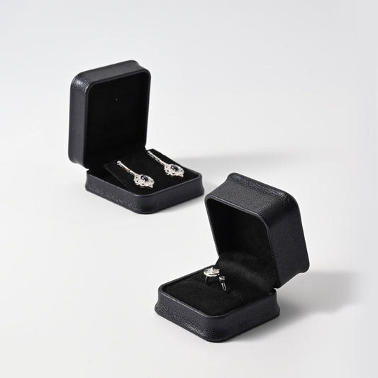 Classic Navy Black PU Leather Jewelry Packaging Box H158
