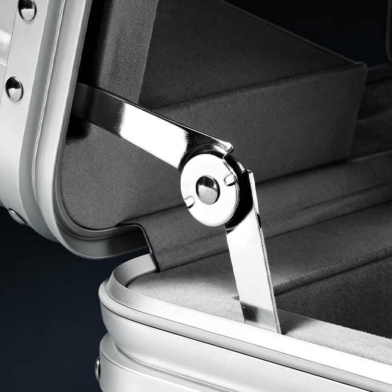 FANXI aluminum alloy jewelry storage box with pull handle TSA lock large capacity travel display storage box X080