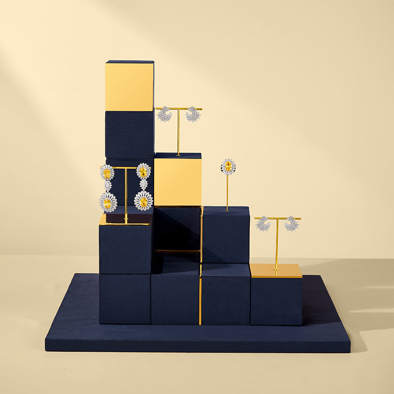 FANXI Glossy Metal Ring and Earring Velvet Storage and Display Stand TT583-585