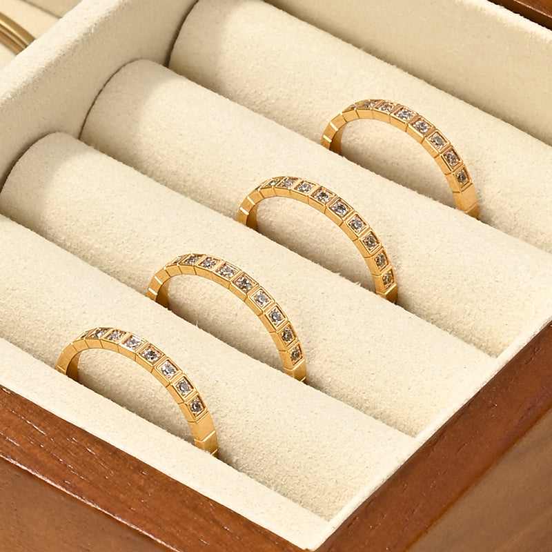 FANXI Multifunctional Solid Wood Watch Storage Box Household Transparent Microfiber Watch Display Case X073