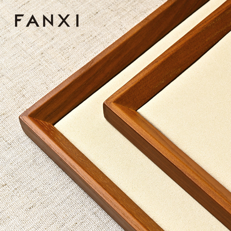 Solid Wood Flat Microfiber Jewelry Display Tray SM115/SM116
