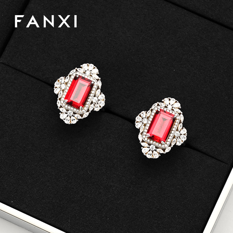 FANXI Black Microfiber Earrings Ring Necklace Jewelry Display Set TT297