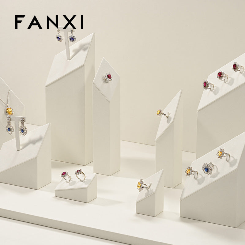 FANXI Beige Ring Pendant Earrings Jewelry Display Set TT374