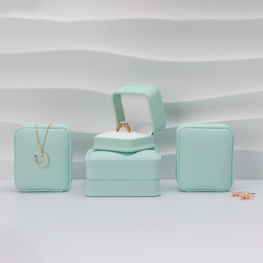 Light Blue PU Leather Jewelry Gift Packaging Box H144