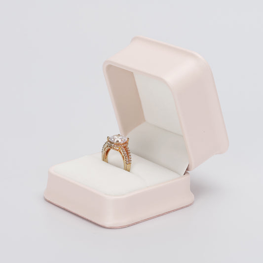 Pink PU Leather Jewelry Gift Ring Box H14601