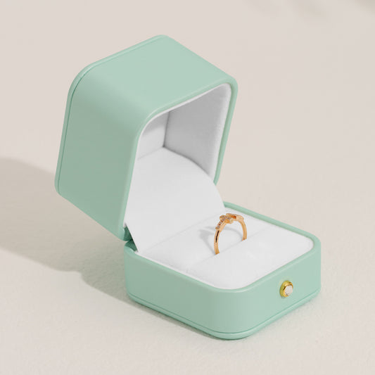 Mint Green PU Leather Jewelry Gift Ring Box H14701