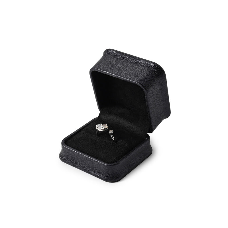 Classic Navy Black PU Leather Jewelry Packaging Box H158