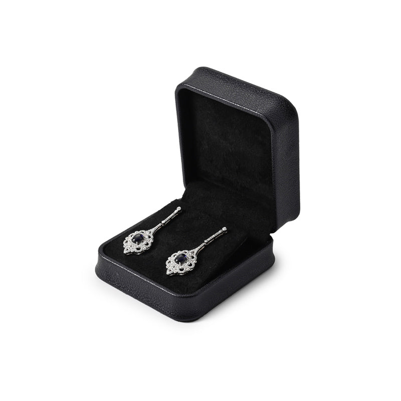 Classic Navy Black PU Leather Jewelry Packaging Box H158