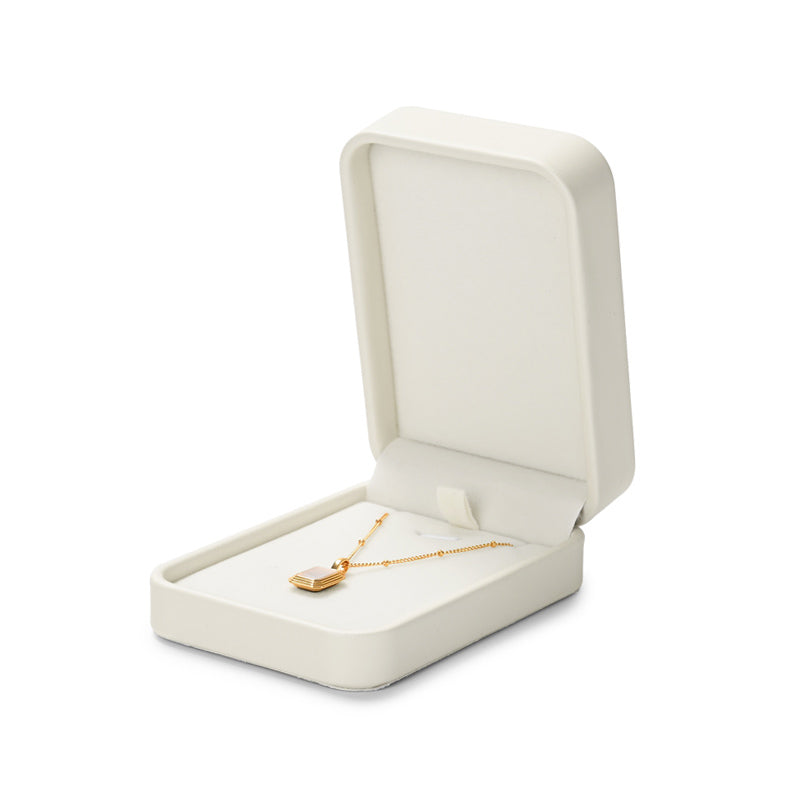Classic Beige PU Leather Velvet Jewelry Packaging Box H160
