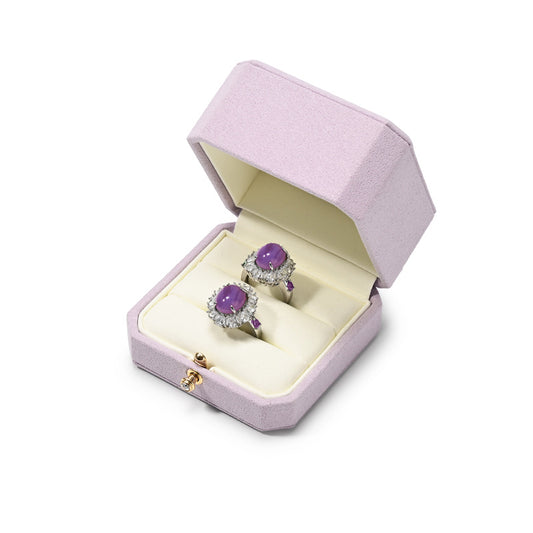 FANXI Purple Microfiber Jewelry Packaging Gift Wedding Double Ring Box H18002