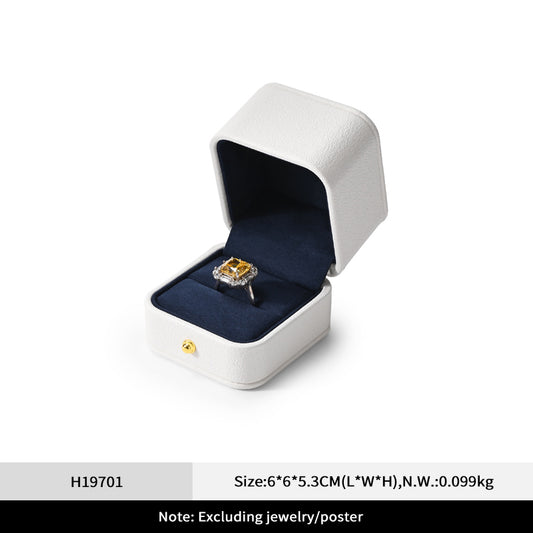 Classic White Blue Color Jewelry Ring Box H19701