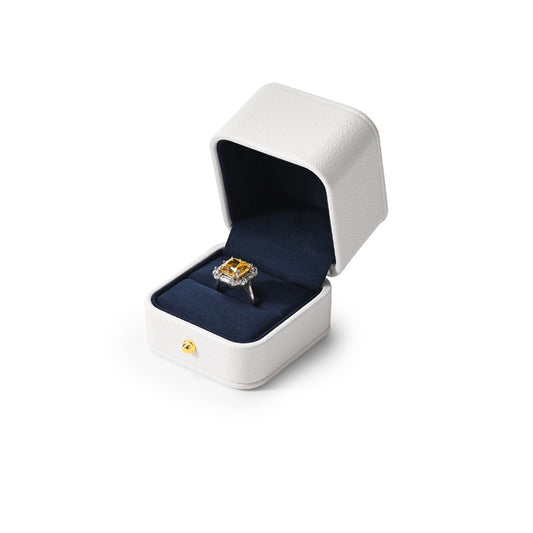 Classic White Blue Color Jewelry Ring Box H19701
